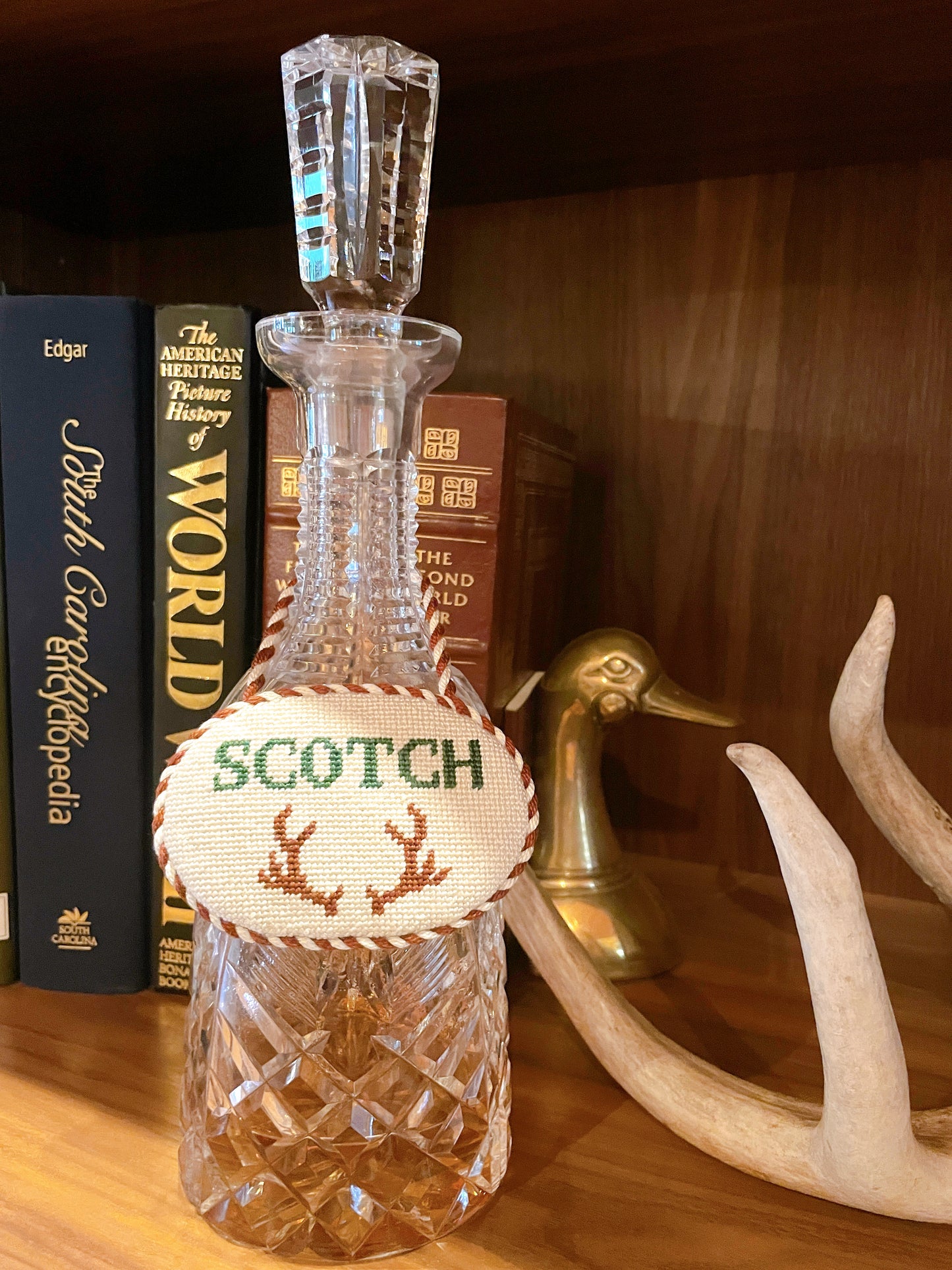 antlers scotch decanter tag