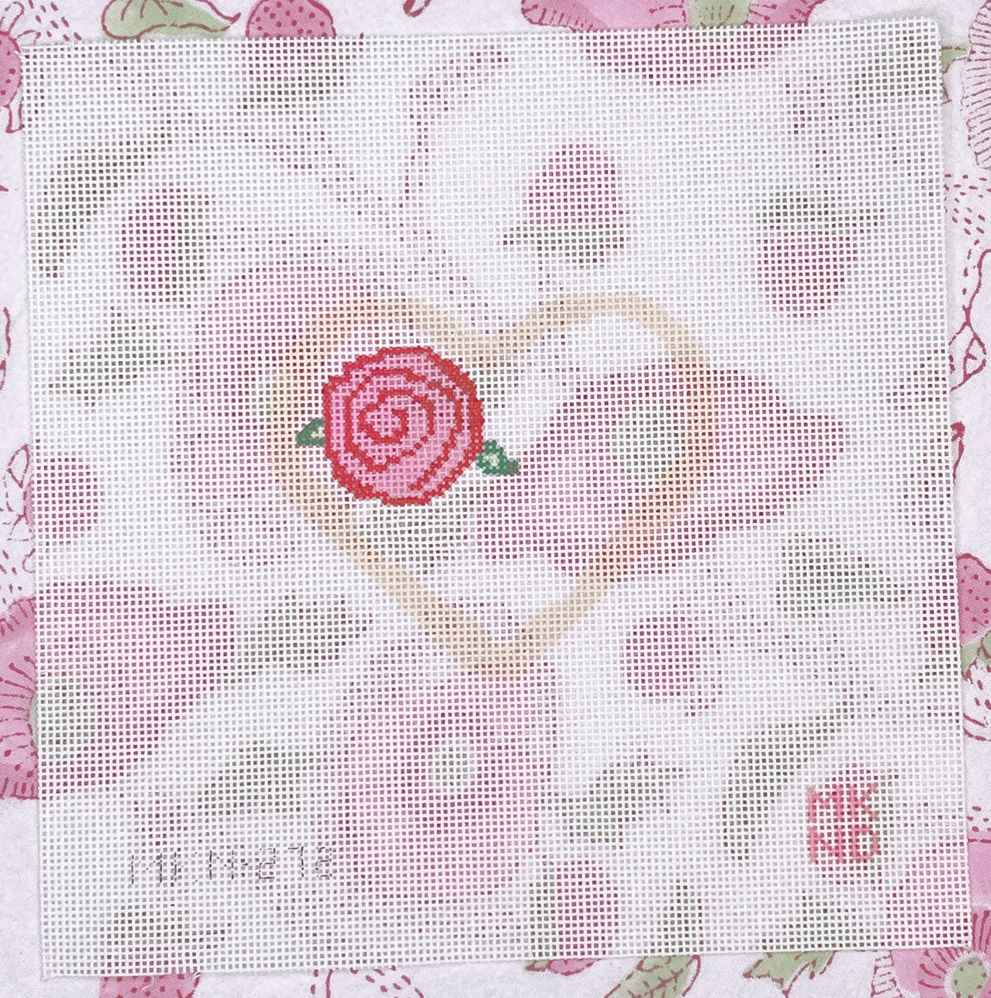 white heart w/ pink rose