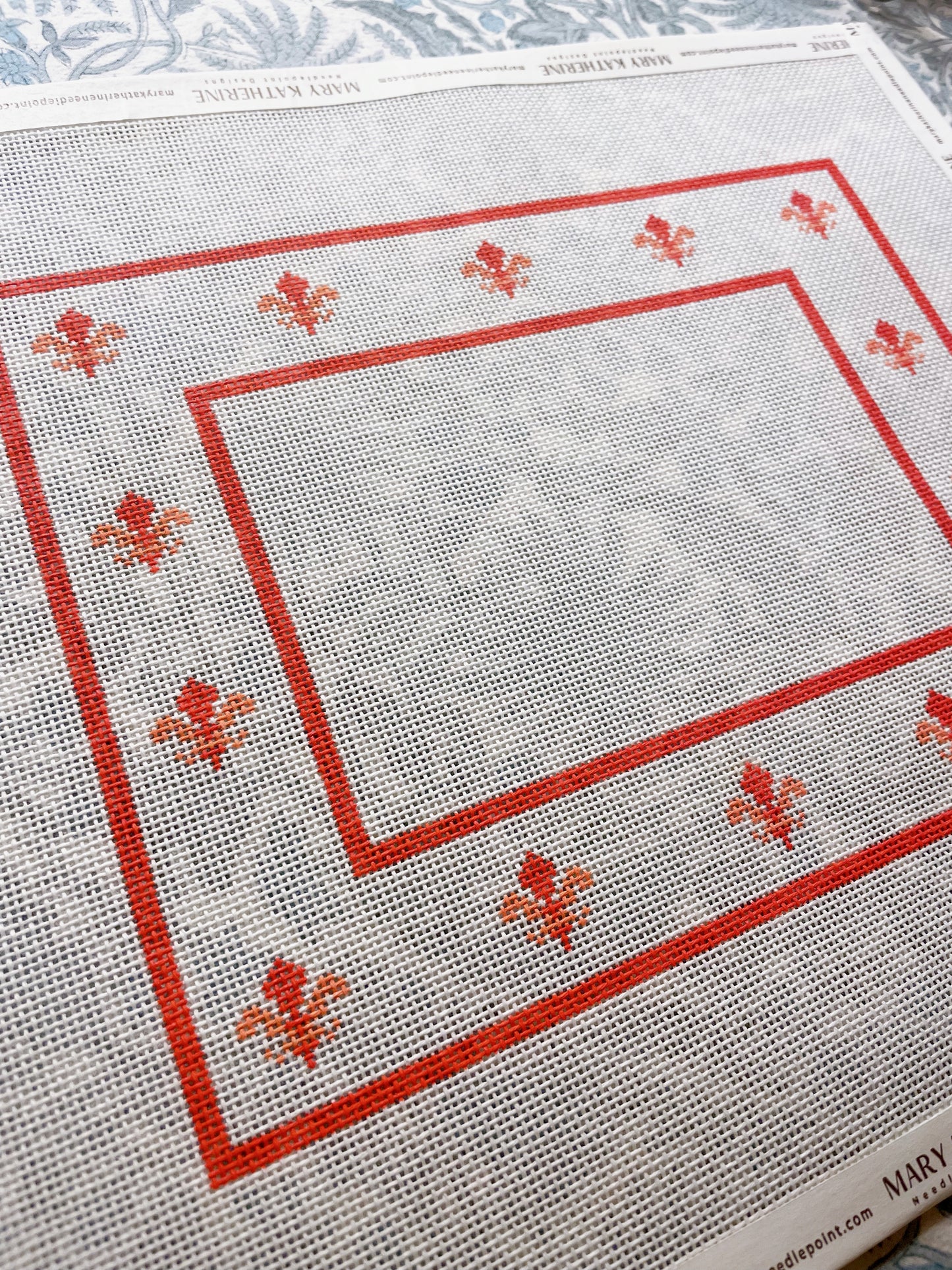 coral fleur-de-lis frame