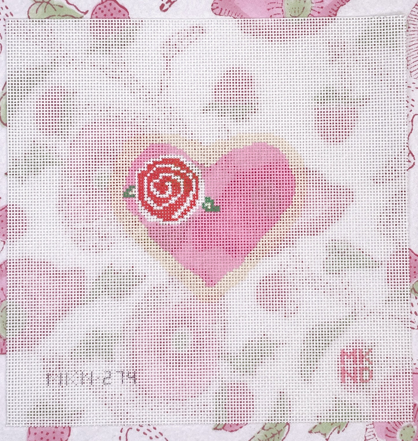 pink heart w/ red rose