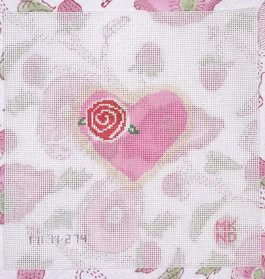 pink heart w/ red rose