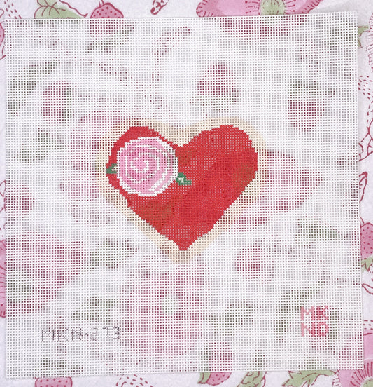 red heart w/ pink rose