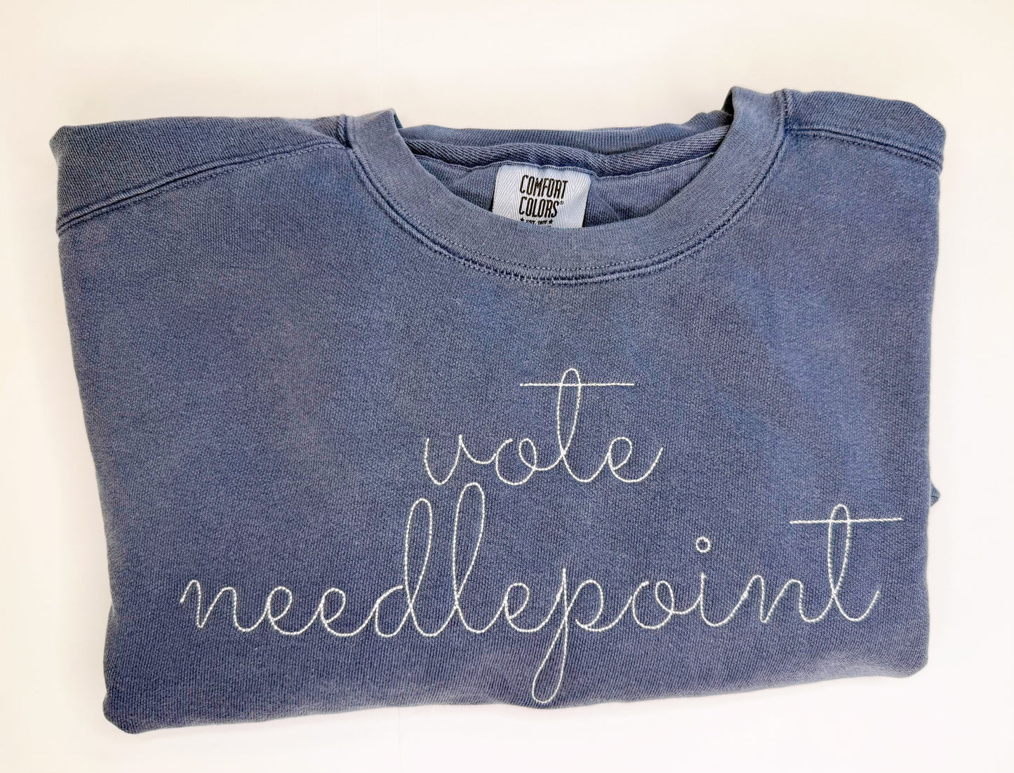 vote needlepoint sweatshirt