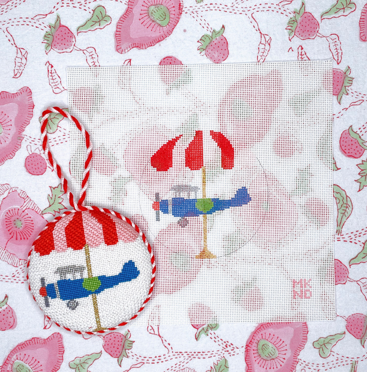 Carousel Needlepoint carousel airplane – Mary Katherine Needlepoint Designs
