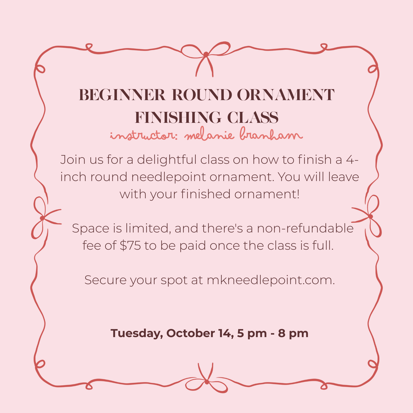 Beginner Round Needlepoint Class